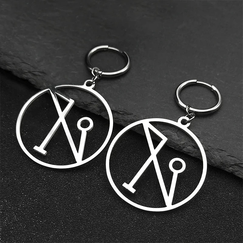 Angel Wings Occult Sigil Silver Earrings Archangel