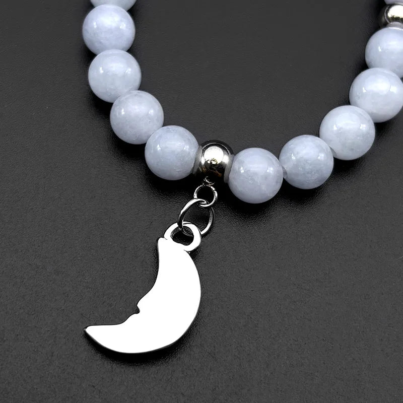 Moon Gold Bracelet Natural Stone Crescent Godness