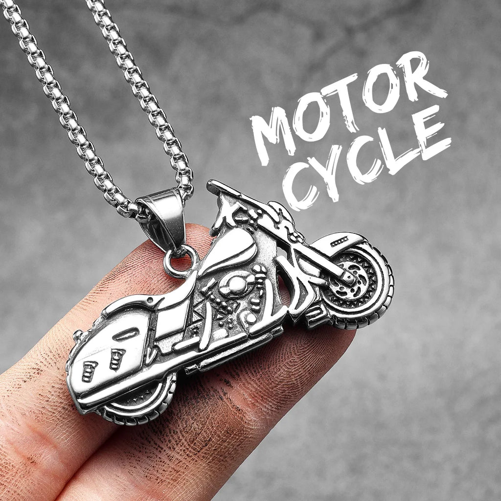 Rider Motorcycle Series Men Necklace Stainless Steel Pendant Chain New in Punk Rock For Women Fashion Jewelry Gifts