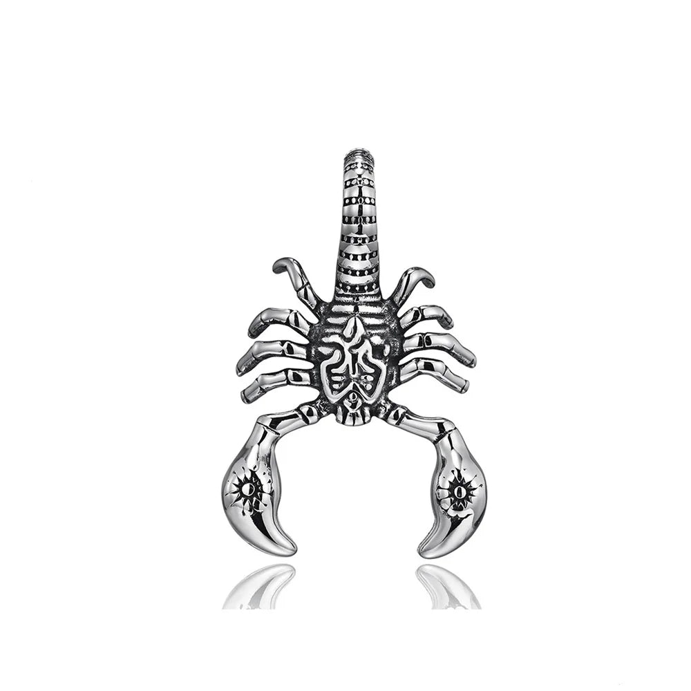 Gothic Retro Scorpion Pendant Necklace Punk Hip Hop Animal Insect Scorpion Stainless Steel Biker Necklace Men Jewelry