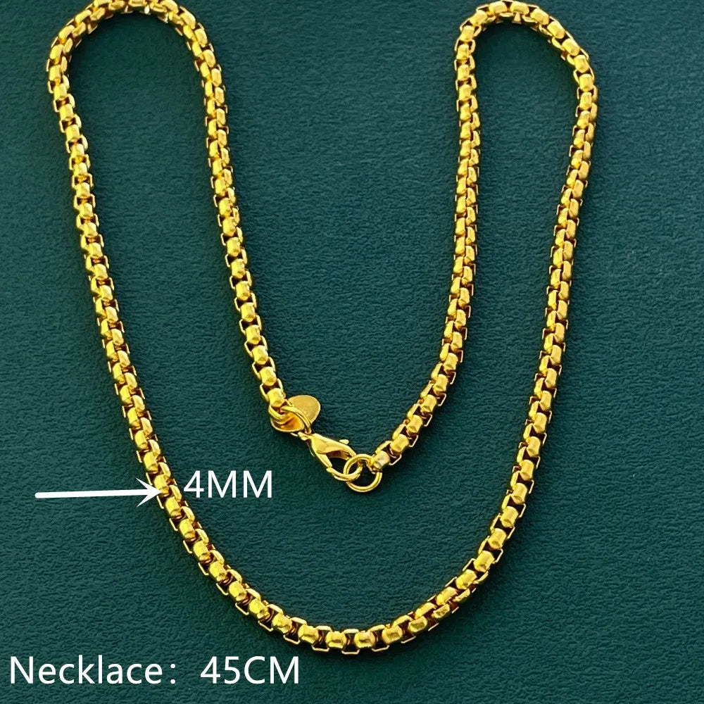 Round Box Chain Necklace 4mm — Gold-Tone, 18-24 Inches