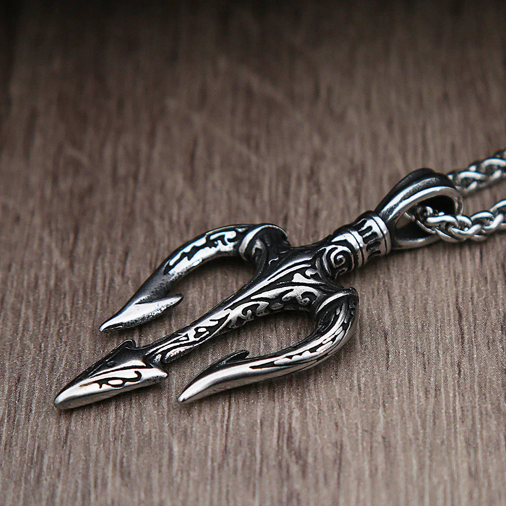 Greek Myth Steel Pendant Vintage Mythology Trident