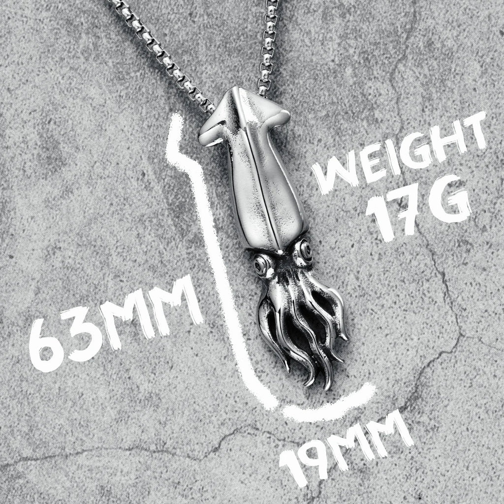 Squid Pendants Men Simple Necklaces 316L Stainless Steel Deep Sea Squid Chains Punk Rock Punk for Friend Male Jewelry