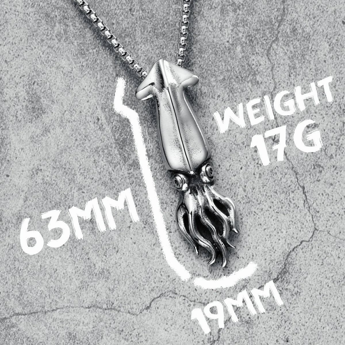 Squid Pendants Men Simple Necklaces 316L Stainless Steel Deep Sea Squid Chains Punk Rock Punk for Friend Male Jewelry