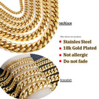 6/8/10/12/14/16MM Hip Hop Cuban Link Necklace For Men Stainless Steel Miami Fashion Jewelry Thick And Thin Rainbow