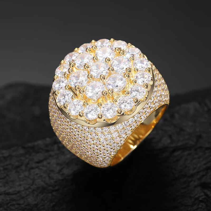 TUHE Unisex Silver Cross Ring Moissanite Stone Iced Out Couple Rings for Women Men Hip Hop Gifts