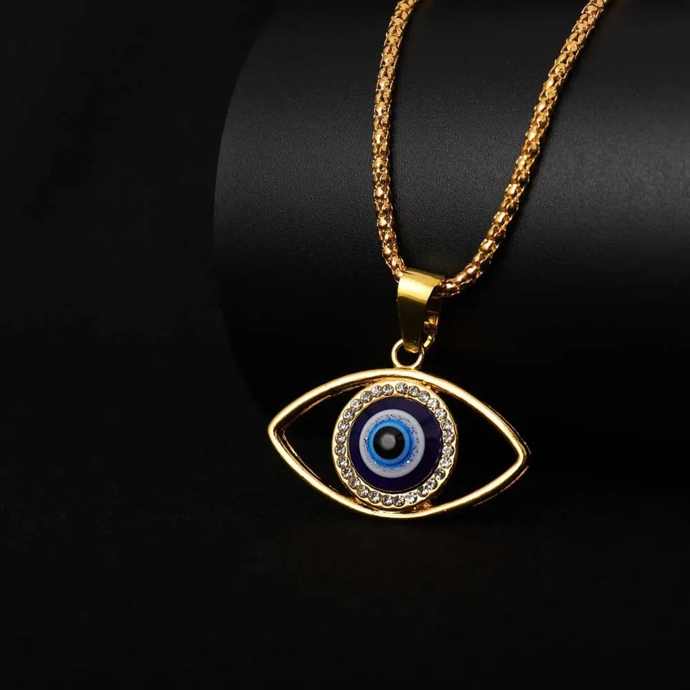 Nwe Vintage Eye of Fortune Pendant Necklace for Women Steel and Titanium Personality Gothic Chain Necklaces Jewelry Gift