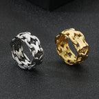 New Fashion Stainless Steel Gloosy X-shaped Hollow Ring for Men