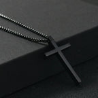 Stainless Steel Cross Necklace for Men Boys,Silver Color Plain Cross Pendant Collar,Hiphop Classic Punk Jewelry Gift