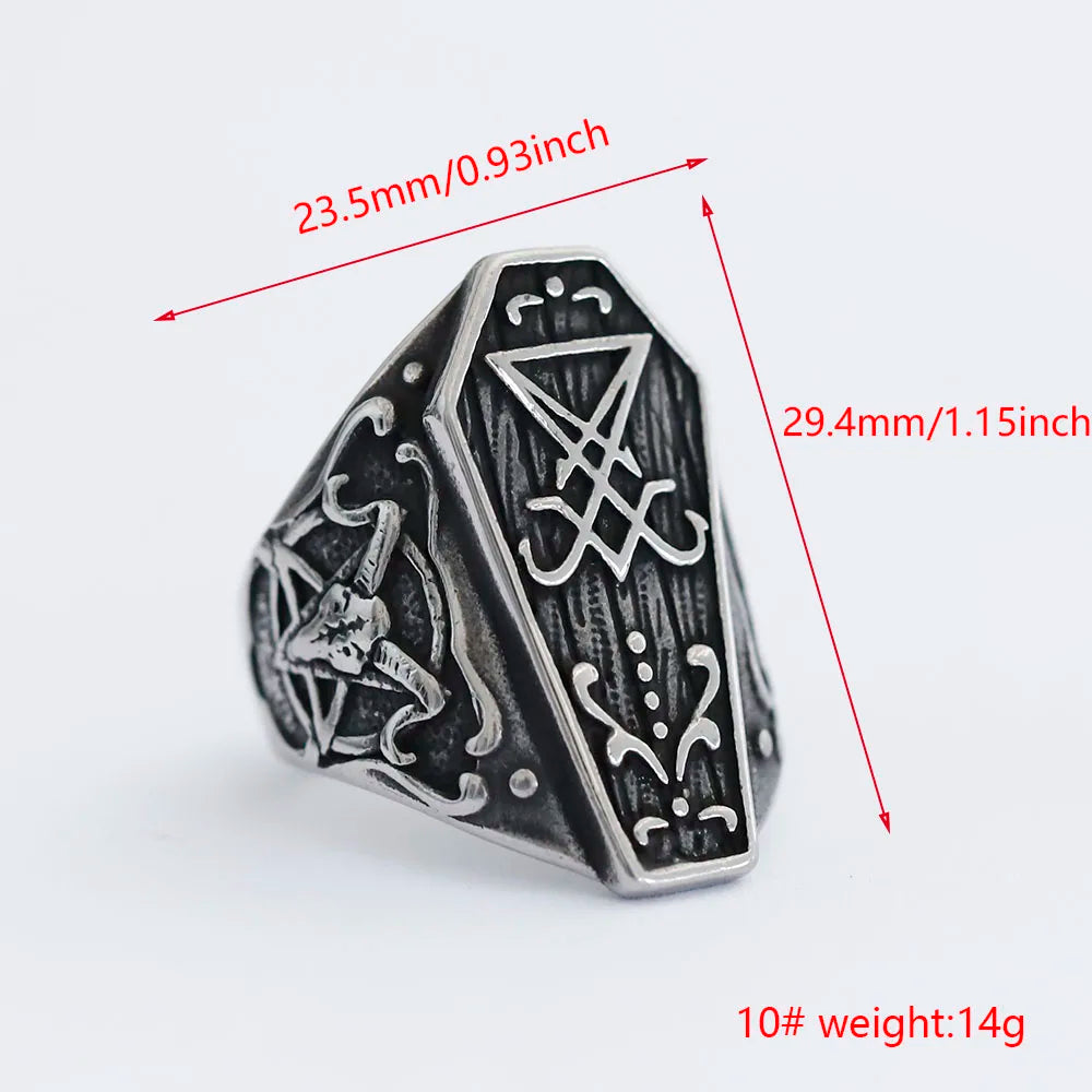 Gothic Lucifer Satan Signet Ring — Vintage Amulet