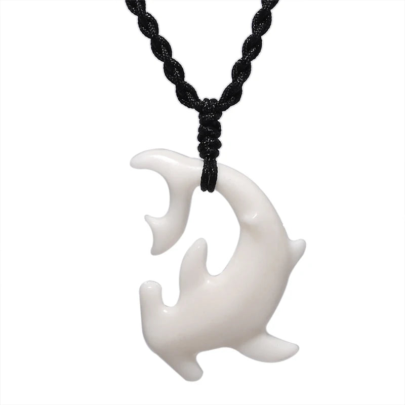 GX136 New Zealand Maori Primitive tribal totem Amulet Pendant Hammerhead shark yak bone Necklace Handmade Pendant jewelry