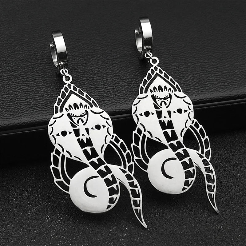 Snake Egyptian Steel Earrings Dark Cobra Gothic