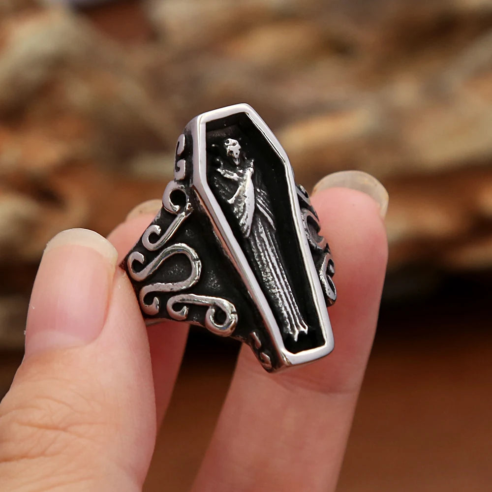 Skull Motorcycle Steel Ring Retro Unique Vampire
