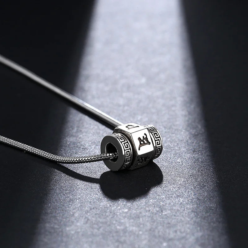 Ethnic Style Rotatable Six Syllable Mantra Bead Pendant Necklace For Men Women Jewelry Fashion S925 Chain Necklace Male Gift