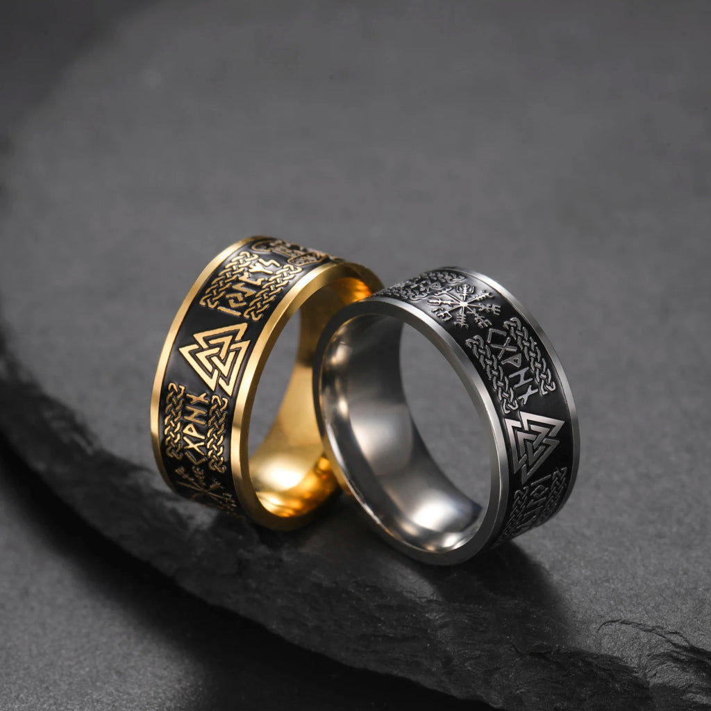 Viking Valknut Triskelion Norse Totem Ring — Stainless Steel