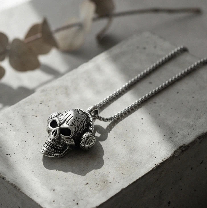 Skull Headphone Pendant Necklace Stainless Steel