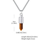 Black Agate Pendant Necklace — Stainless Steel