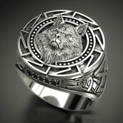 Medallion Wolf Head Ring — Nordic Warrior Totem, Zinc Alloy
