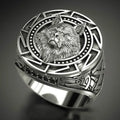 Men's Vintage Wolf Totem Ring Nordic Mythology Viking Warrior Wolf Head Men's Ring Domineering Fashion Men's Ring