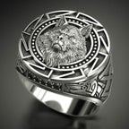 Men's Vintage Wolf Totem Ring Nordic Mythology Viking Warrior Wolf Head Men's Ring Domineering Fashion Men's Ring