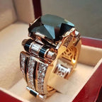 Square Large Zircon Ring — Stainless Steel