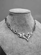 Flame Heart Choker Necklace — Barbed Wire Thorns, Y2K Gothic