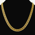 24K AU999 Real Gold Twisted Unisex Chain, 10MM 60CM Bold Polished Boss Necklace, Men's Sideways Neckpiece