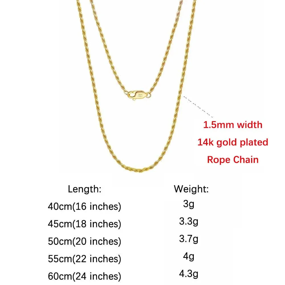 ORSA JEWELS Genuine 925 Sterling Silver Paperclip Chopin Rope Cuban Figaro Box Cable Chain Necklace Simple Basic Chain