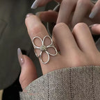 Hug Hands Open Adjustable Ring — Gold-Tone, Clear Stones