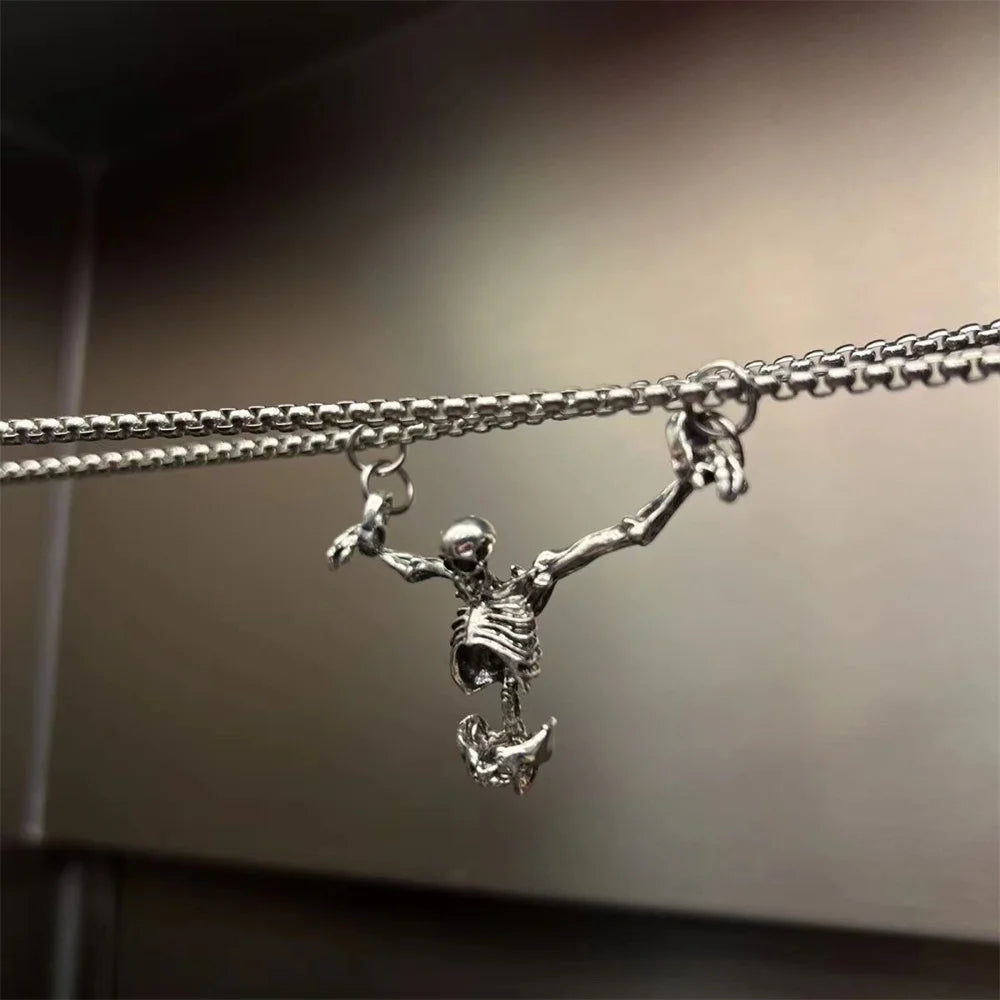 Skull Bicycle Pendant Necklace — Gothic