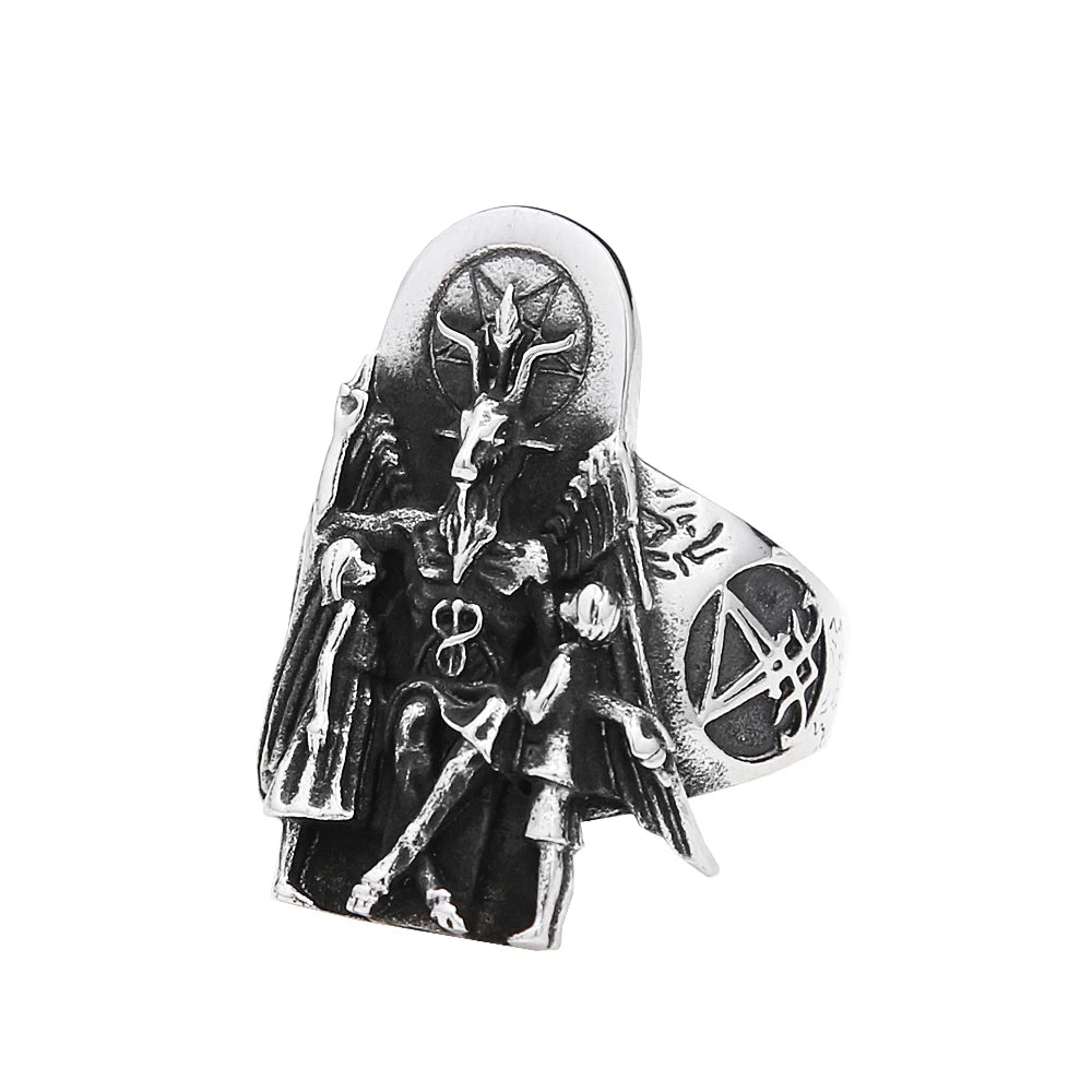 Fashion Punk Vintage Skull Ring Stainless Steel Gothic Biker Ring For Men Women Unique Viking Amulet Jewelry Gift