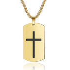 Cross Bible Tag Pendant — Stainless Steel