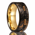 8MM Golden/Red Men's Tungsten Carbide Wedding Bands Fashion Carbon Fiber Ring Luxury Jewelry Inlaid Gold Leaf Meteorite Comfort