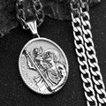 ST.Christopher Protect Us Medal Men's Necklace Saint Christopher Stainless Steel Gold Plated Religious Necklaces