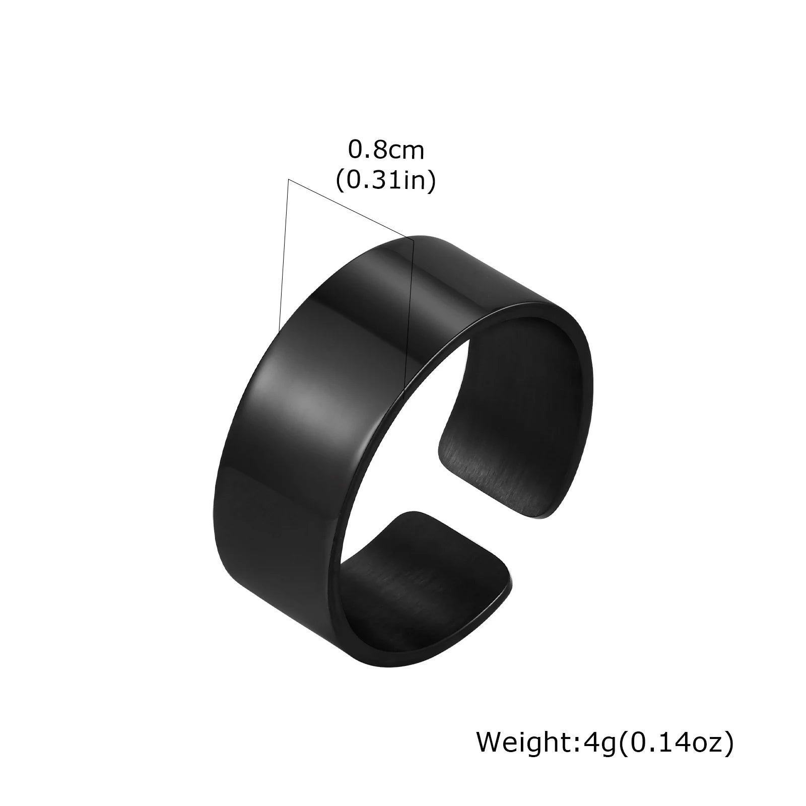 Punk Bend Ring for Men Boys,High Polished Stainless Steel Adjustable Ring,6/8/11.5mm Width Simple Ring for Husband Son