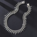 Full 20mm Thorn Set Cuban Chain Punk Retro Hip Hop Chic Bracelet Collarbone Chain Hip Hop Accessory