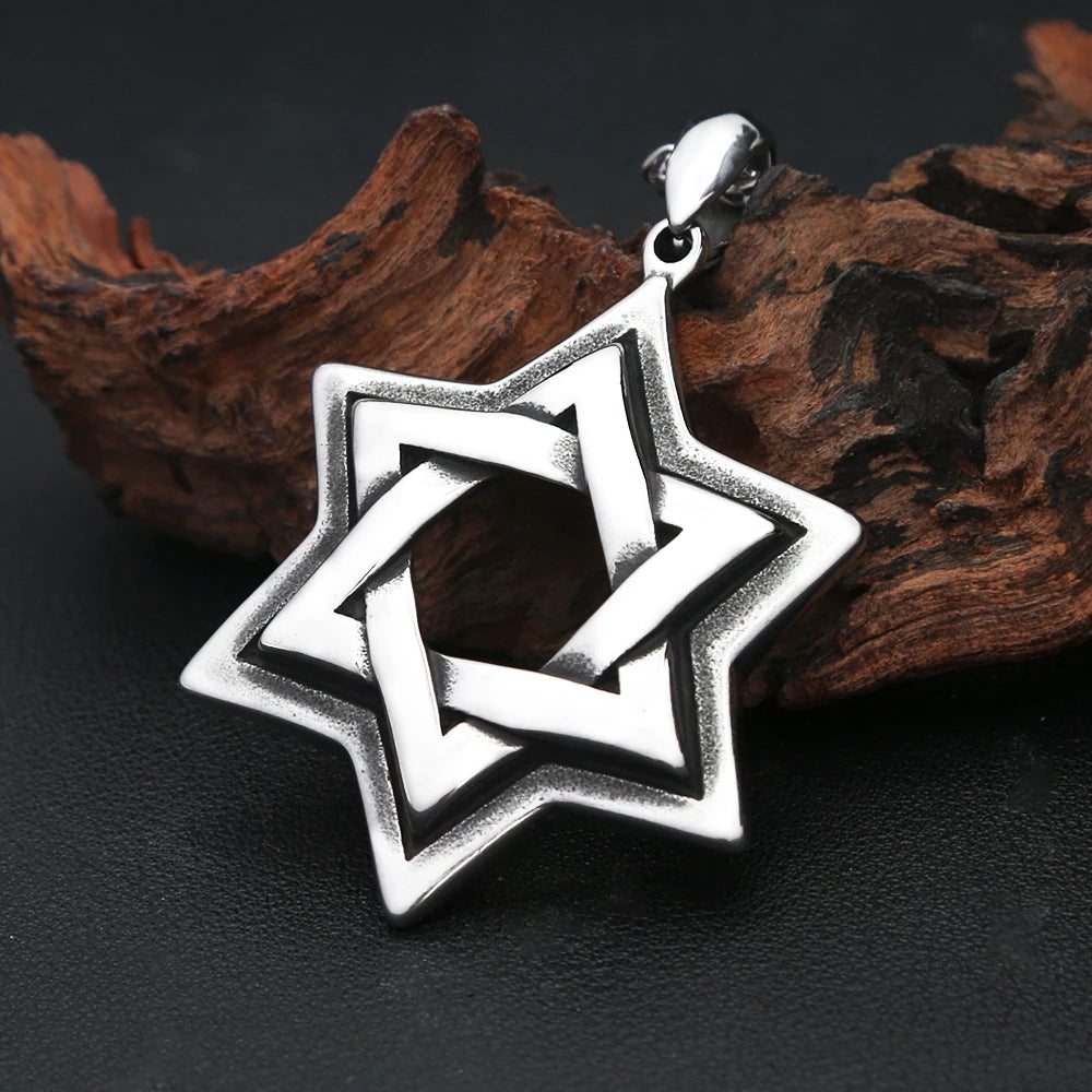 Star Steel Pendant Punk Vintage David Biker Six