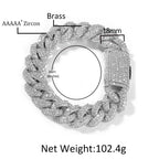 THE BLING KING 18mm Heavy Miami Cuban Chain Necklace Full Micro Paved Out Cubic Zirconia Bracelet Fashion Hiphop Jewelry