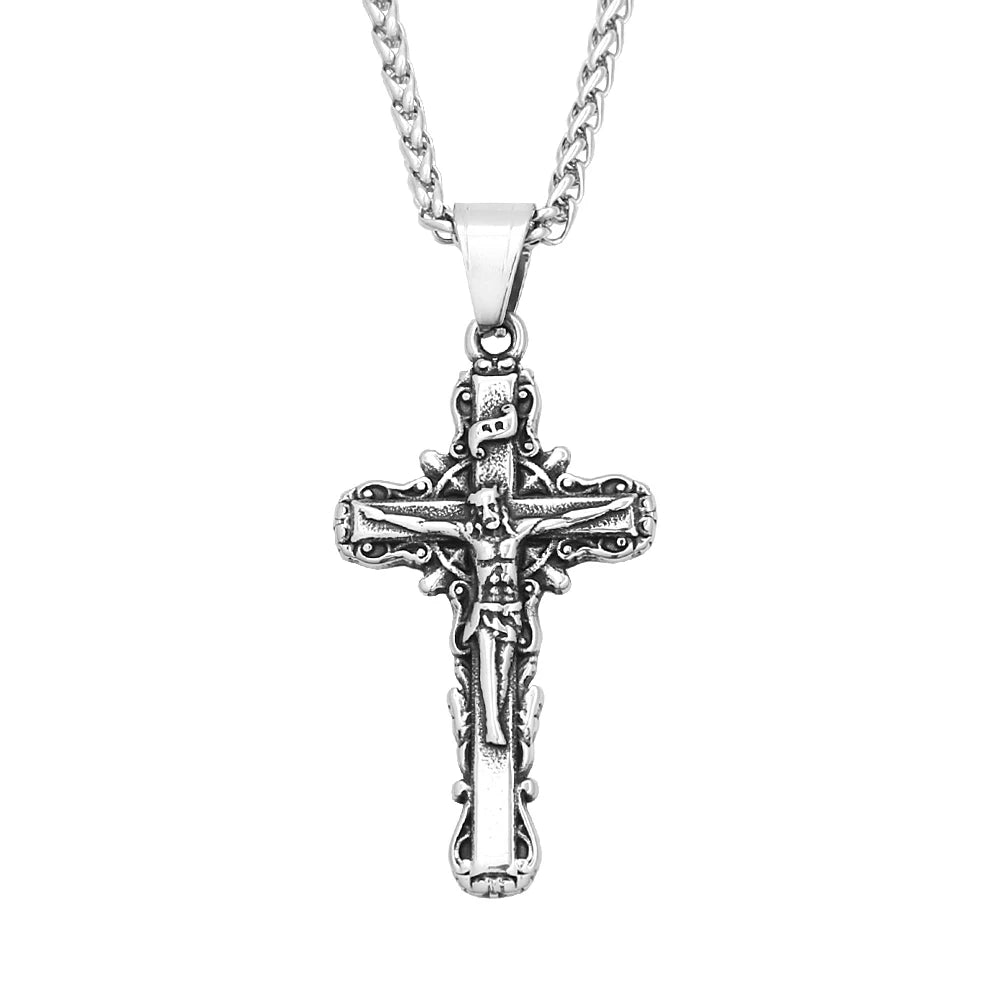 Vintage Jesus Cross Pendant — 316L Stainless Steel