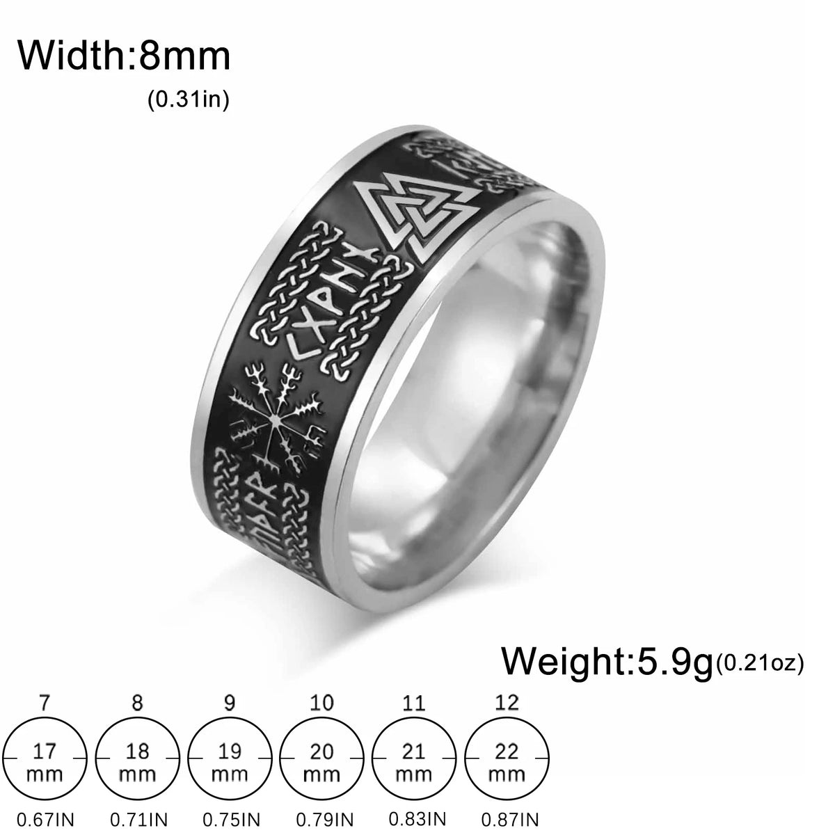 Viking Valknut Triskelion Norse Totem Ring — Stainless Steel