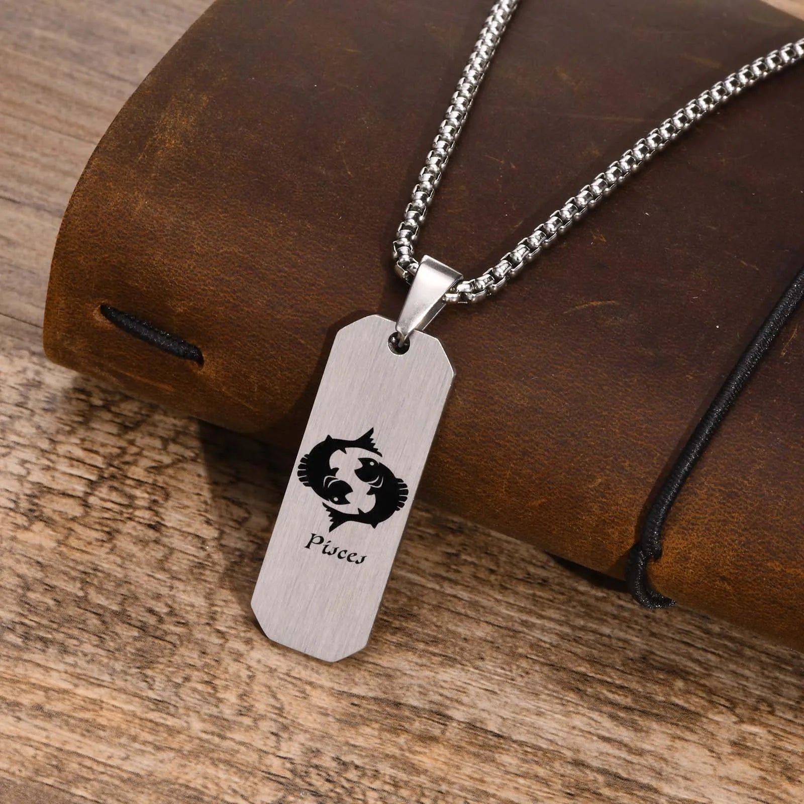 Zodiac Bar Pendant Necklace — Stainless Steel