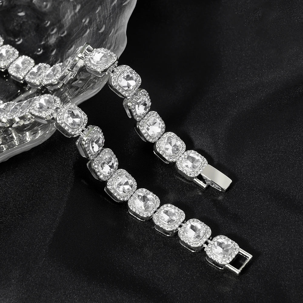Iced Out Cuban Tennis Chain Necklace 13mm — Two-Tone Square CZ