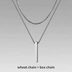 Vertical Bar Rope Cuban Chain Pendant — SS