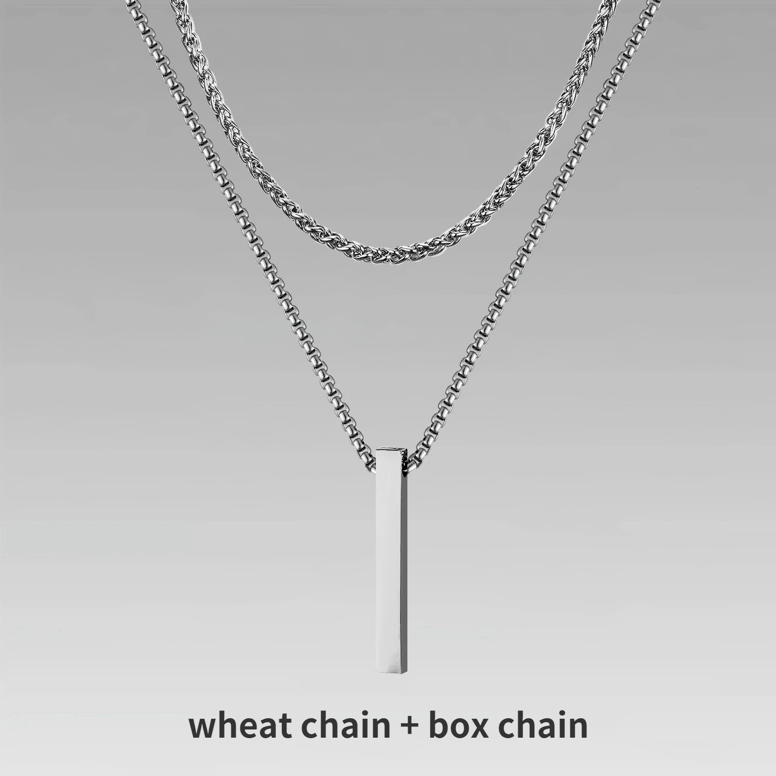 Vertical Bar Rope Cuban Chain Pendant — SS
