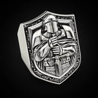Huaya Men's Unique Temperament Knight Pattern Stamp Ring Retro Delicate Silver Color New Ring Jewelry Personality