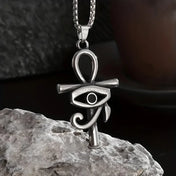 Ankh Cross Eye of Horus Silver Necklace Pendant Amulet