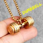 Go Fit Dumbbell Pendant Necklace — Stainless Steel