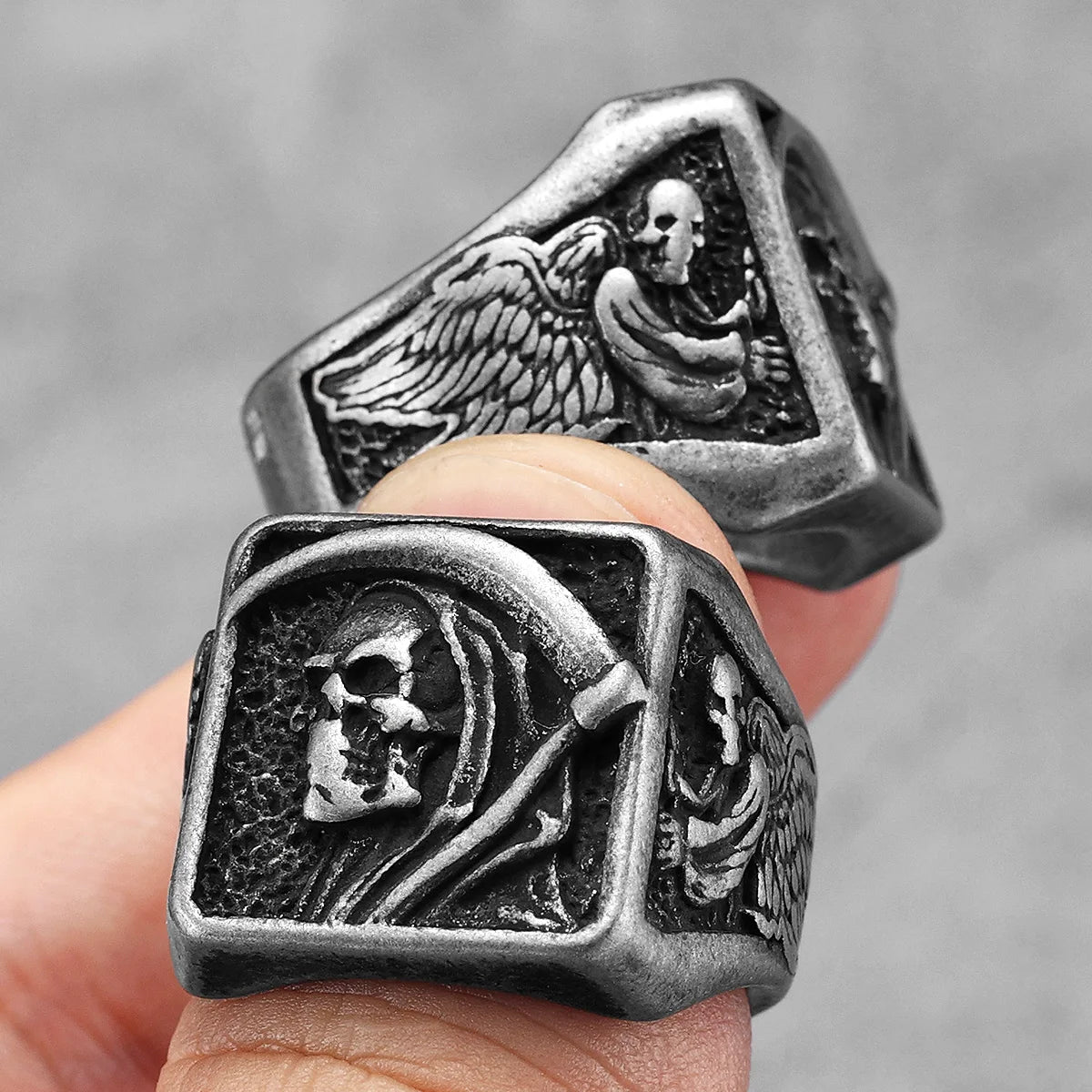 Grim Reaper Skull Ring — Stainless Steel