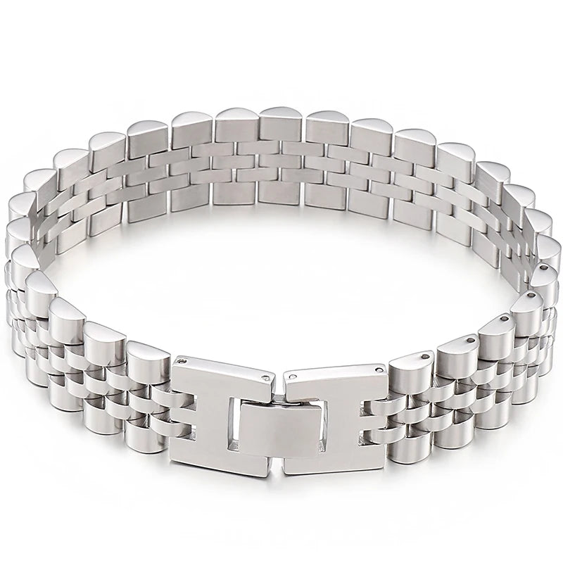 316L Stainless Steel Bracelet For Man Women 15MM Wide Link Watch Chain Men's Bracelets Necklaces Mannen Armband Hand