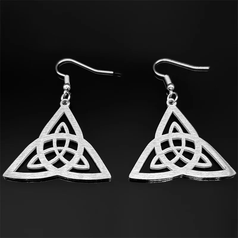 Celtic Knot Silver Earrings Trinity Irish Drop